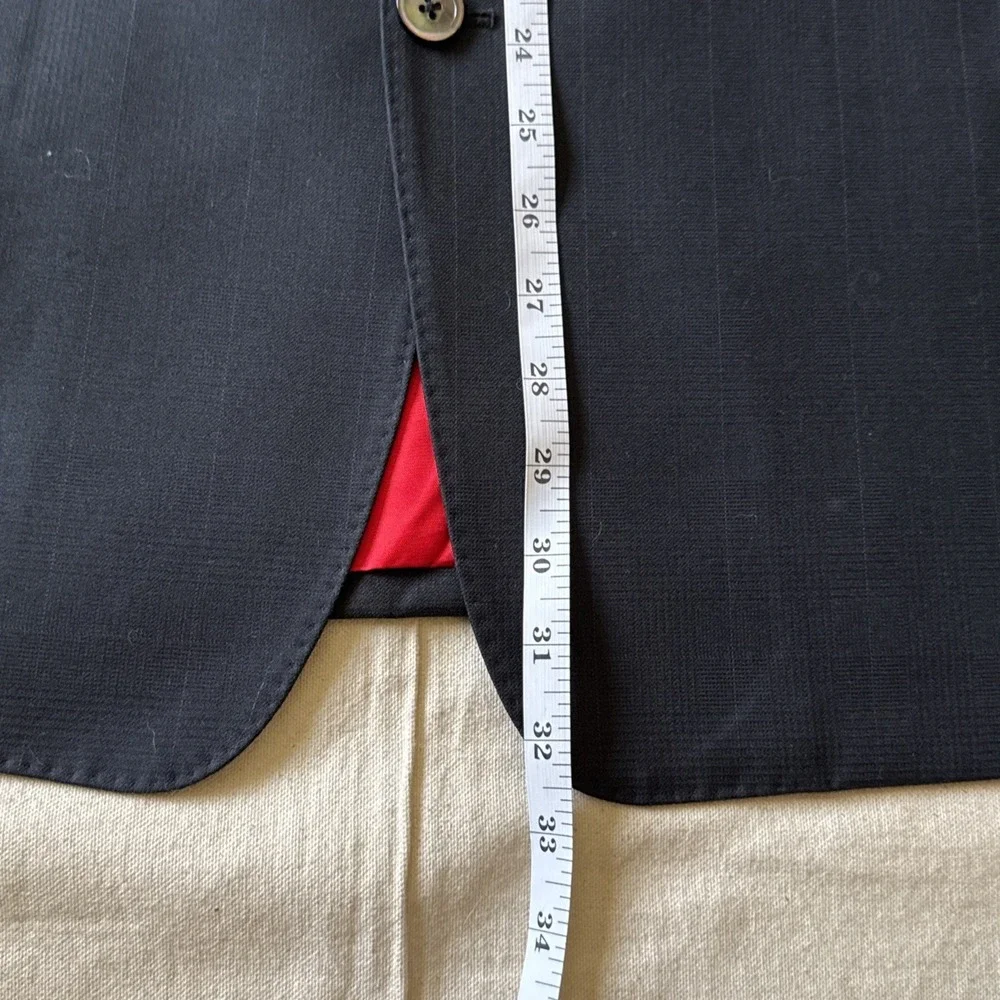 Custom Tailored Holland & Sherry Blue Plaid Wool Blazer 48